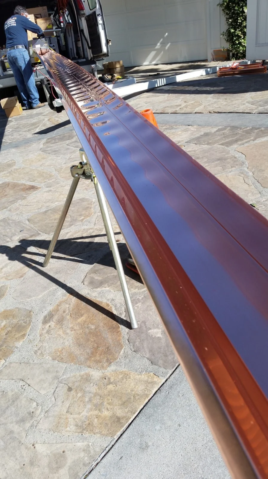 Copper gutter installation detail